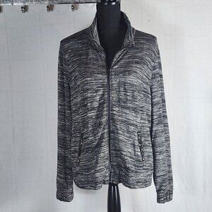 Juicy Couture Black White Marled Poly Rayon Span Crystal Accents Jacket Size XL